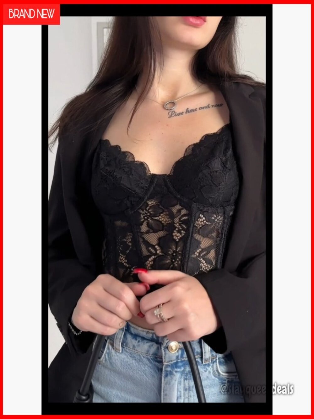 Lace Bralette Crop Top with Underwire Adjustable Racerback Strap - Picture 7 of 7